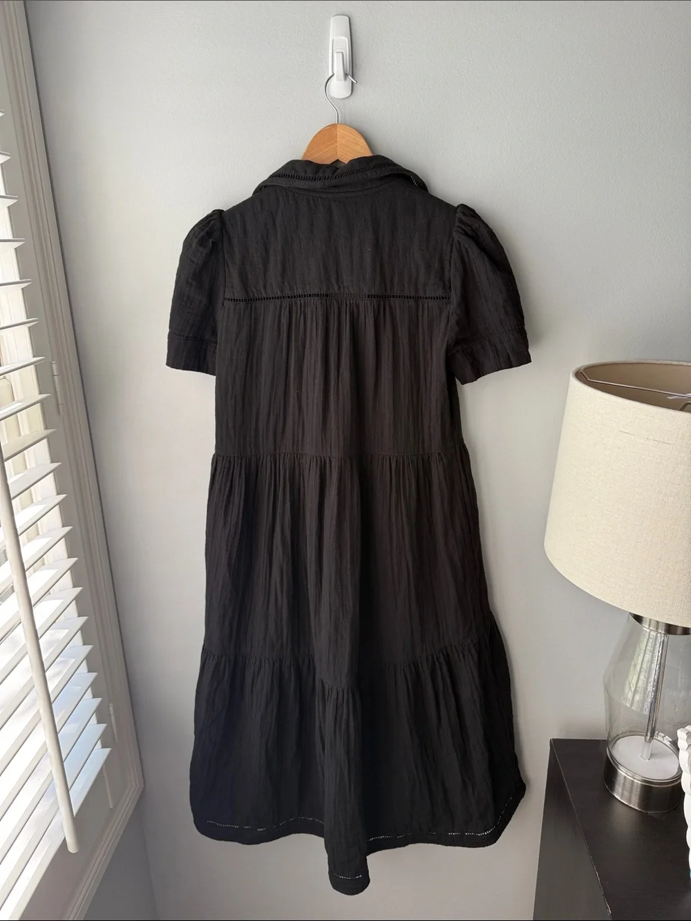 ME+EM Black Cheesecloth Relaxed Midi Day Dress - Picture 7 of 8